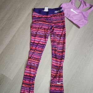 Nike Pro Pink and Purple Patterned Leggings